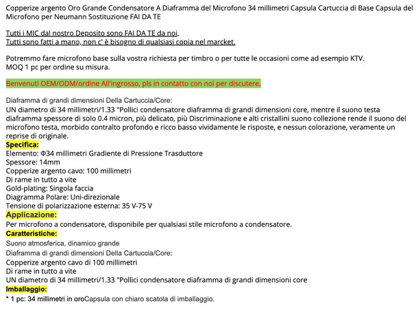 Dettagli della capsula RK87.