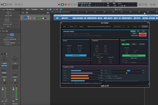 Logic con il JSFX di Spoken Finish
