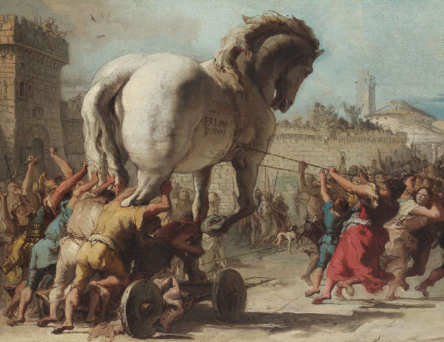 La processione del cavallo di Troia - Giandomenico Tiepolo