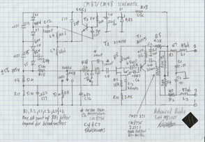Schema disegnato su carta da Advanced Audio del CM87
