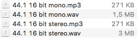 Stereo o mono gli mp3 pesano sempre uguali.