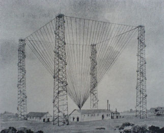 Il padiglione antenna di 400 fili alla stazione radiotelegrafica di Poldhu - 1914